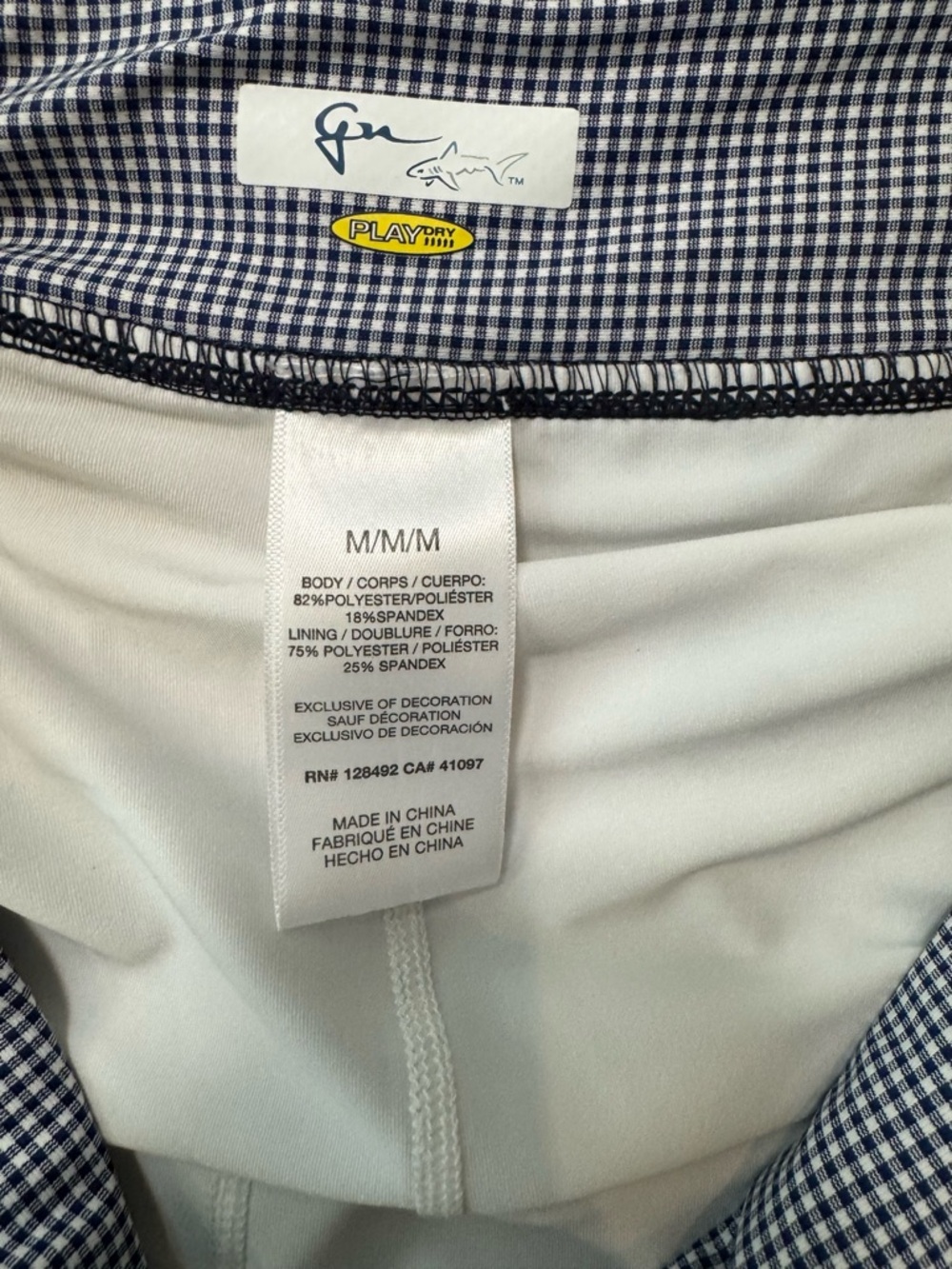 Greg Norman Golf Navy and White Gingham Check Women’s Skort Skirt - Picture 10 of 10